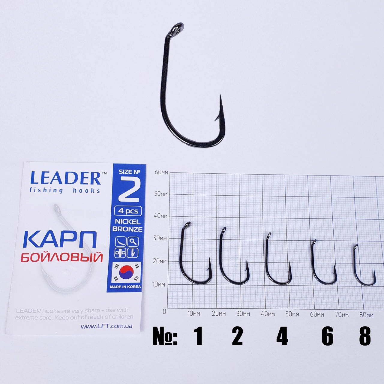 

Карповые крючки для бойлов Leader BN крючок для бойла № 4