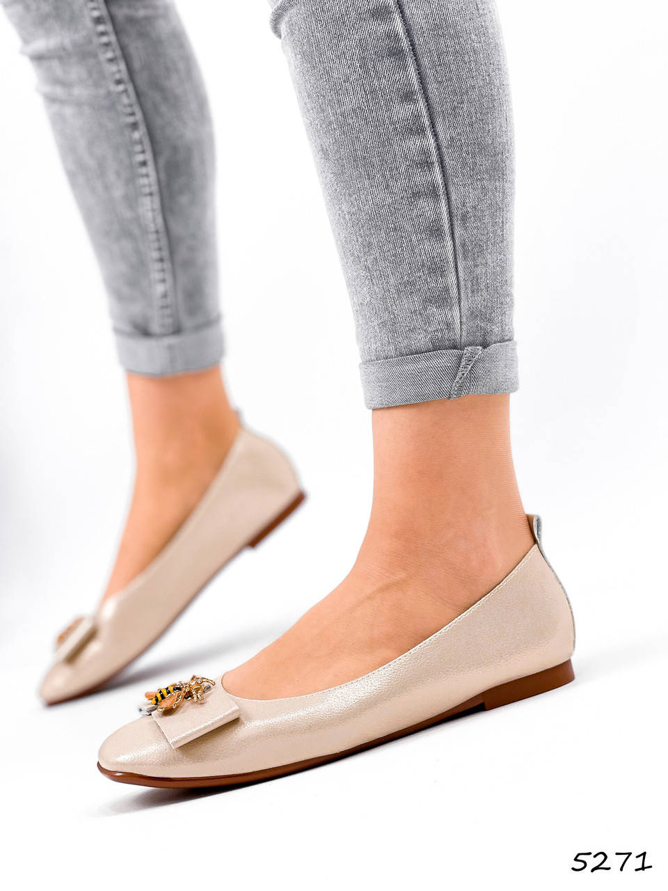 

Балетки женские Oda беж 5271, размер 38, Бежевый