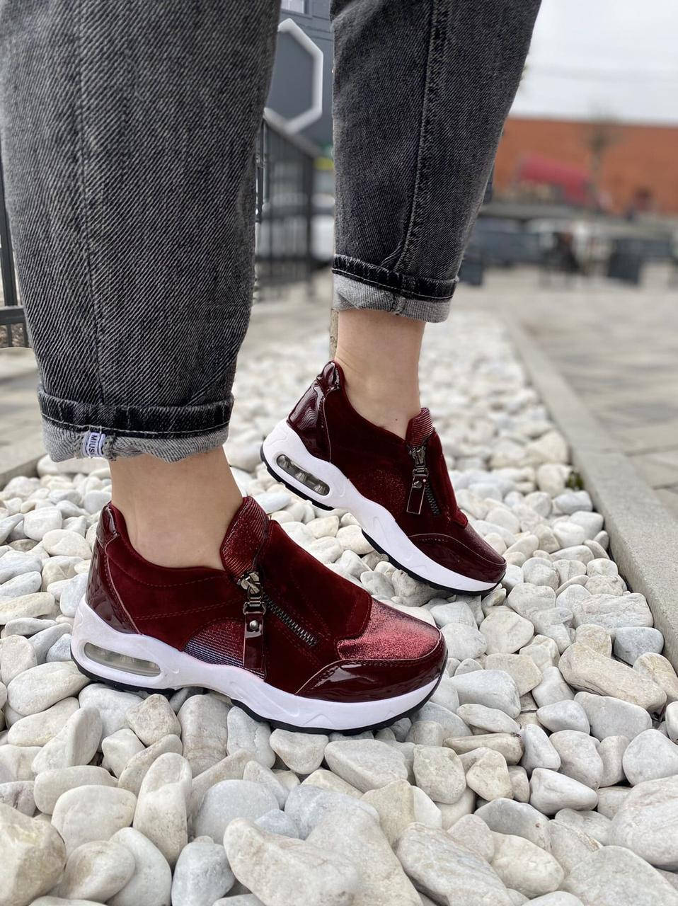 

Кроссовки женские Gofc AN-25 бордовые (весна-осень эко- замш) 39, Бордовый