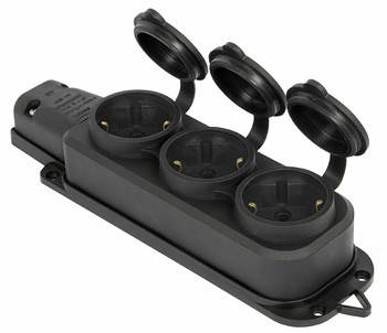 

Розетка потрійна з захисною кришкою каучукова e.socket.rubber.029.3.16, з з/к, 16А