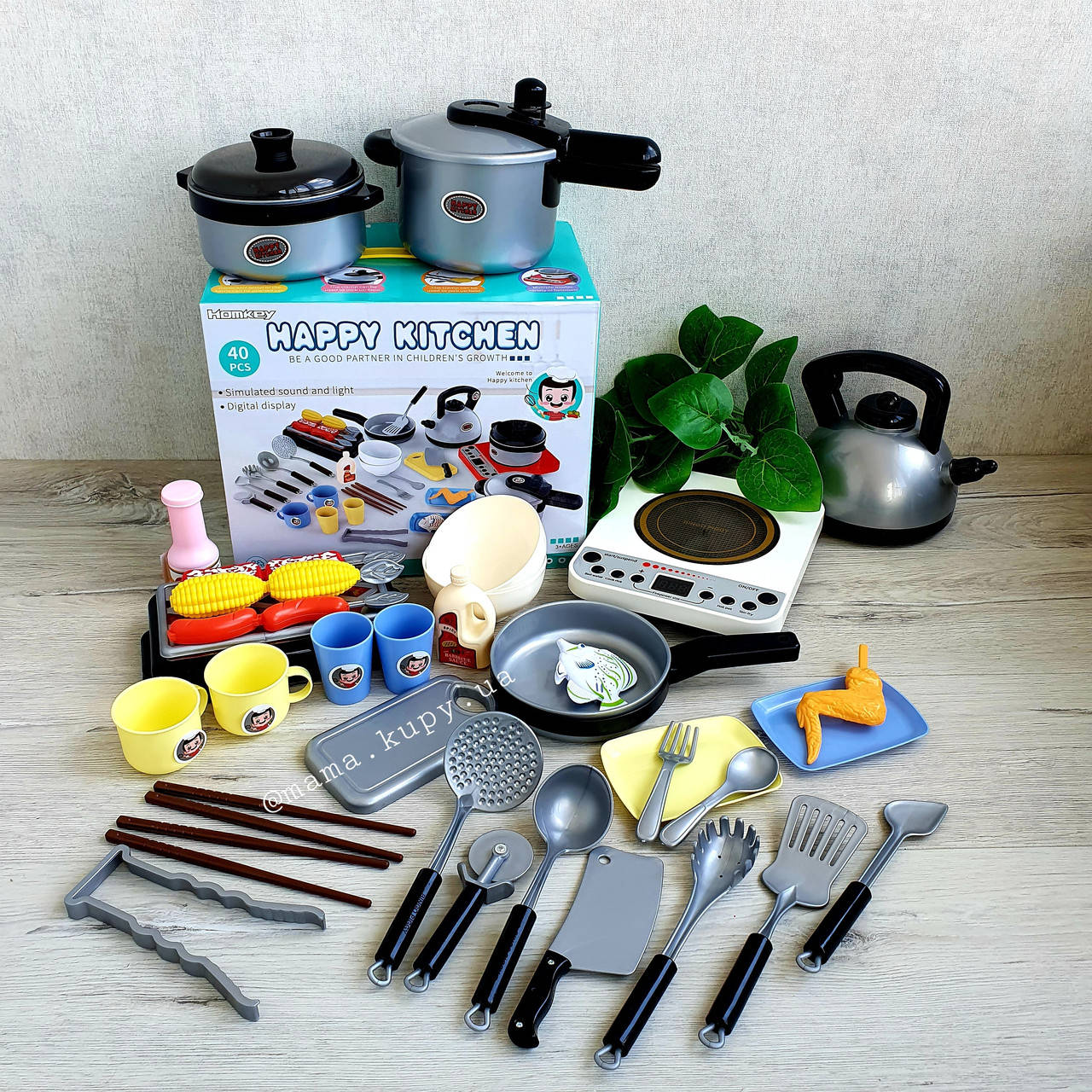 

Набір Кухня, індукційна плита, світло-музика, посудка, прилади, 264A