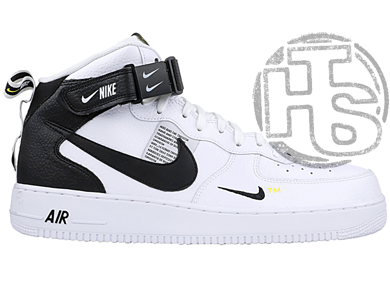 

Мужские кроссовки Nike Air Force 1 Mid Utility White Black 804609-103 45, Черно-белый