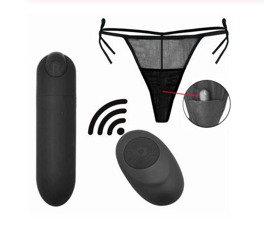 

Вибротрусики стринги с пультом ДУ на 10 режимов Lovetoy цвет черный