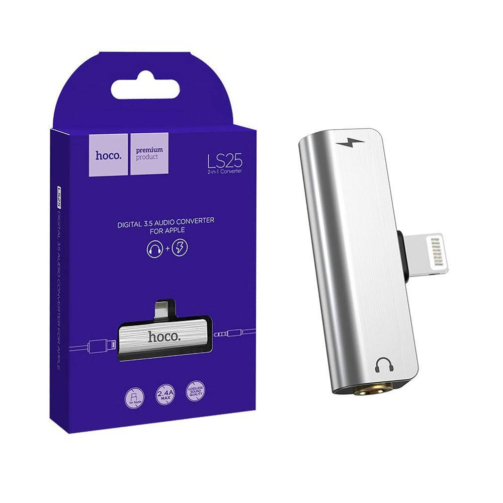 

Адаптер Hoco LS25 Lightning to 3.5 mm 2in1