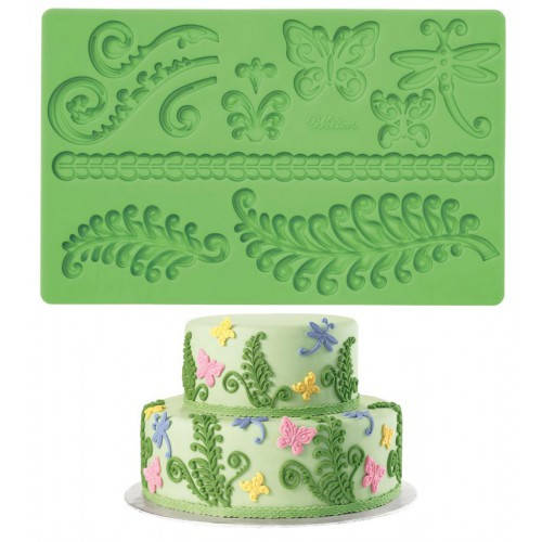 

Молд кондитерський силіконовий для мастики Папороть, метелики