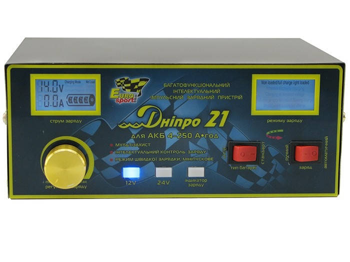

Зарядний пристрій Дніпро 21 12V/24V 21A багатофункціональний ЗУ міні пусковий для АКБ 4-250 А*година