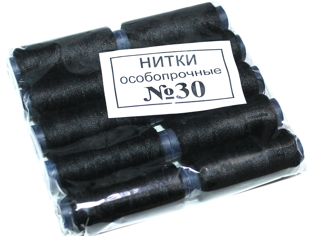 

Нитки №30 черные 10шт., Черный