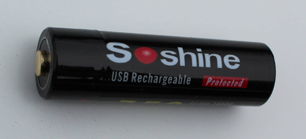 

Аккумулятор Soshine 14500 3.7V 750mAh, Li-ion, с портом заряда micro USB.