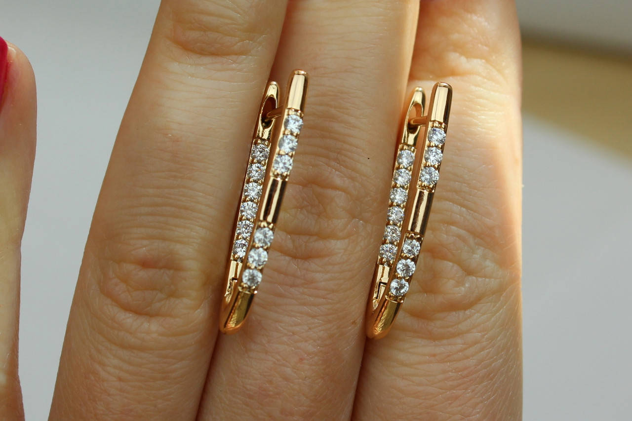 

Серьги Xuping Jewelry дорожки с камнями два через два 3 см золотистые