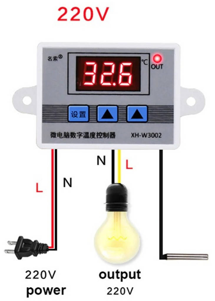 

Цифровой Термостат Регулятор температуры Терморегулятор W3002 AC 220 В 10 А