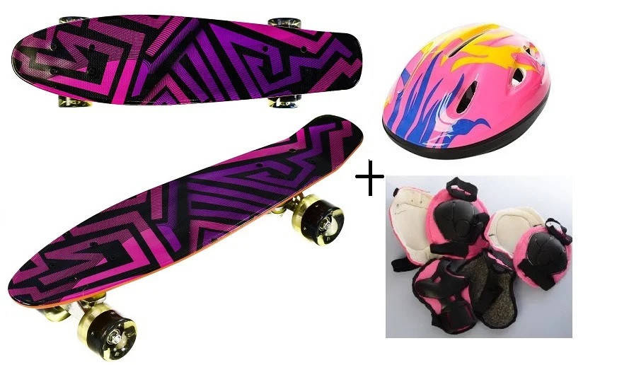 

Скейт Penny Best Board LED 22 Фиолетово-розовый Шлем + защита (199-4357)