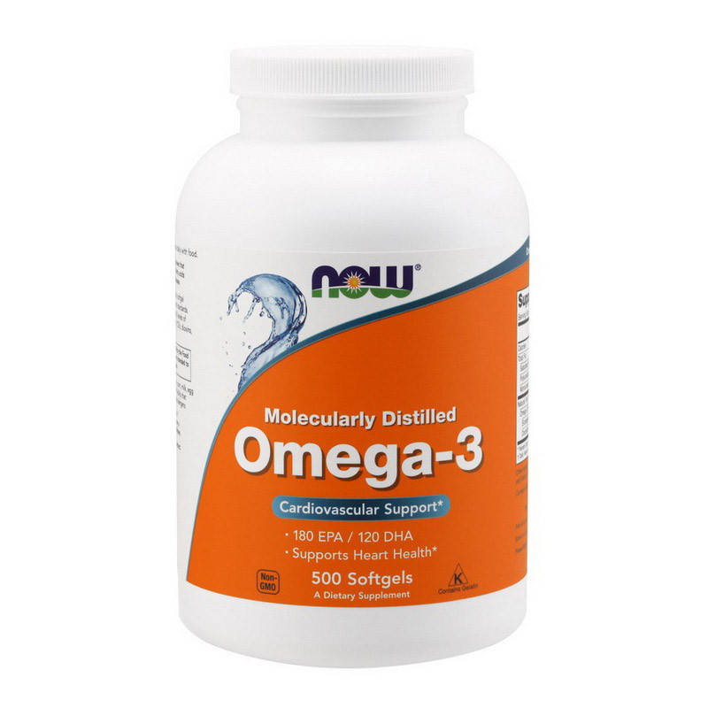 

Омега 3 рыбий жир Now Foods Omega-3 molecularly distilled 180 EPA / 120 DHA 500 капсул