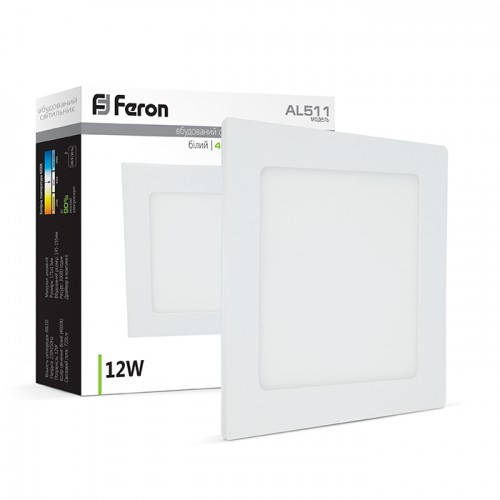 

Светодиодный светильник Feron AL511 12W белый квадрат (01590)