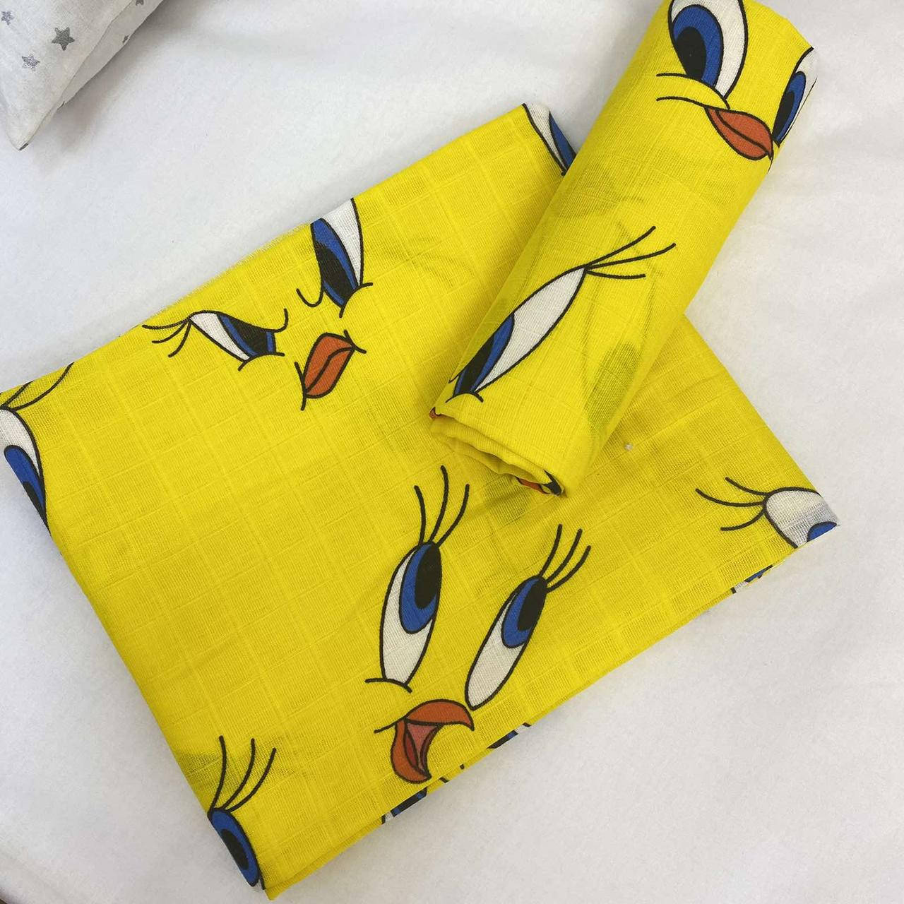 

Пеленка детская муслин двухслойный утенок Твити 80*100 см МП-356, Разные цвета