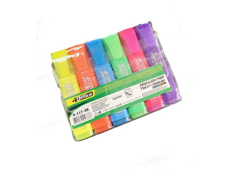 

Набор текстмаркеров 4Office 4-117. 26 1-5 мм 6шт