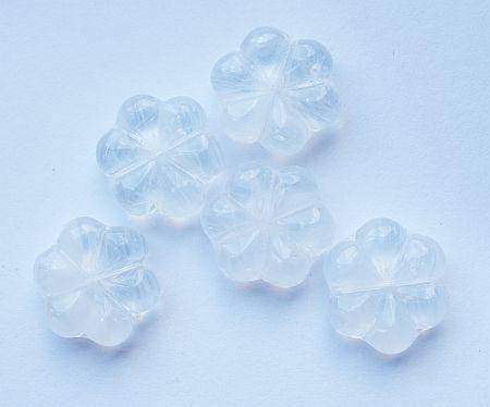 

Бусинa-цветок белый полупрозрачный, плоский, 5 бусин