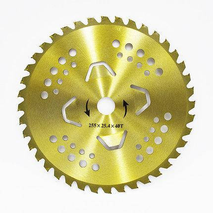 

Диск с победитовыми напайками 40Т 255ммх25,4ммх1,3мм. (4 доп ножа) цвет золото