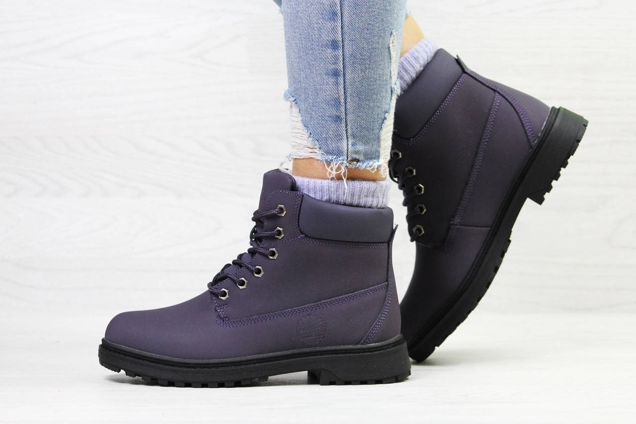 

Ботинки женские Timberland на меху теплые яркие качественные в стиле тимберленд фиолетовые, Фиолетовый
