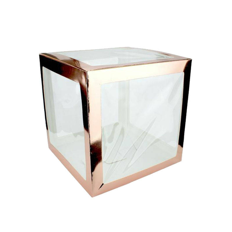 

Коробка для декора прозрачная розовое золото 30*30см