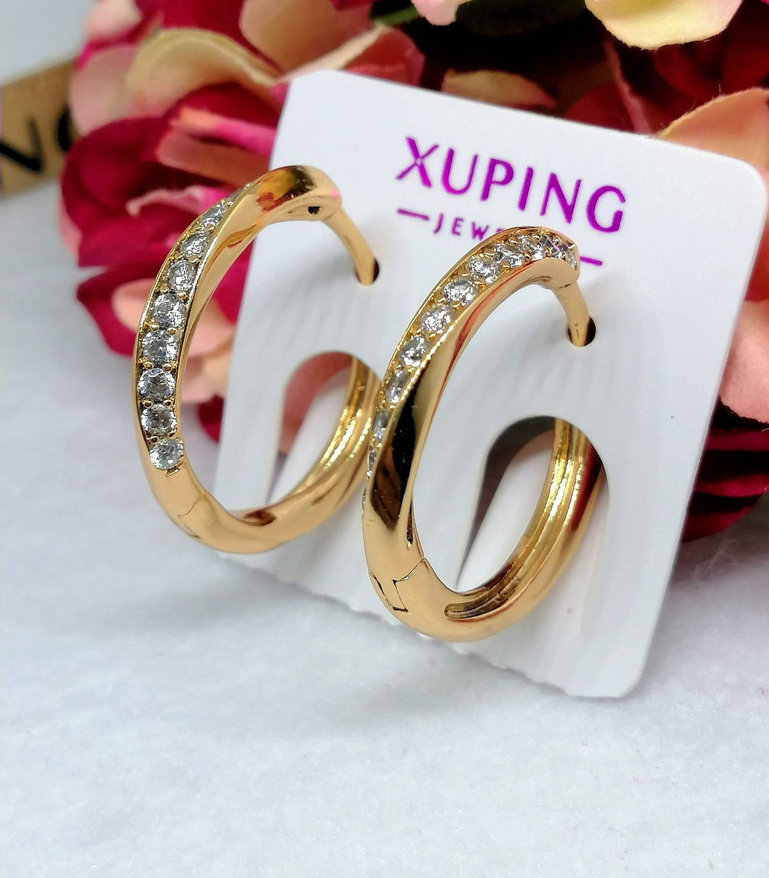 

Серьги-кольца из медицинского золота Xuping. Сережки из медицинской стали