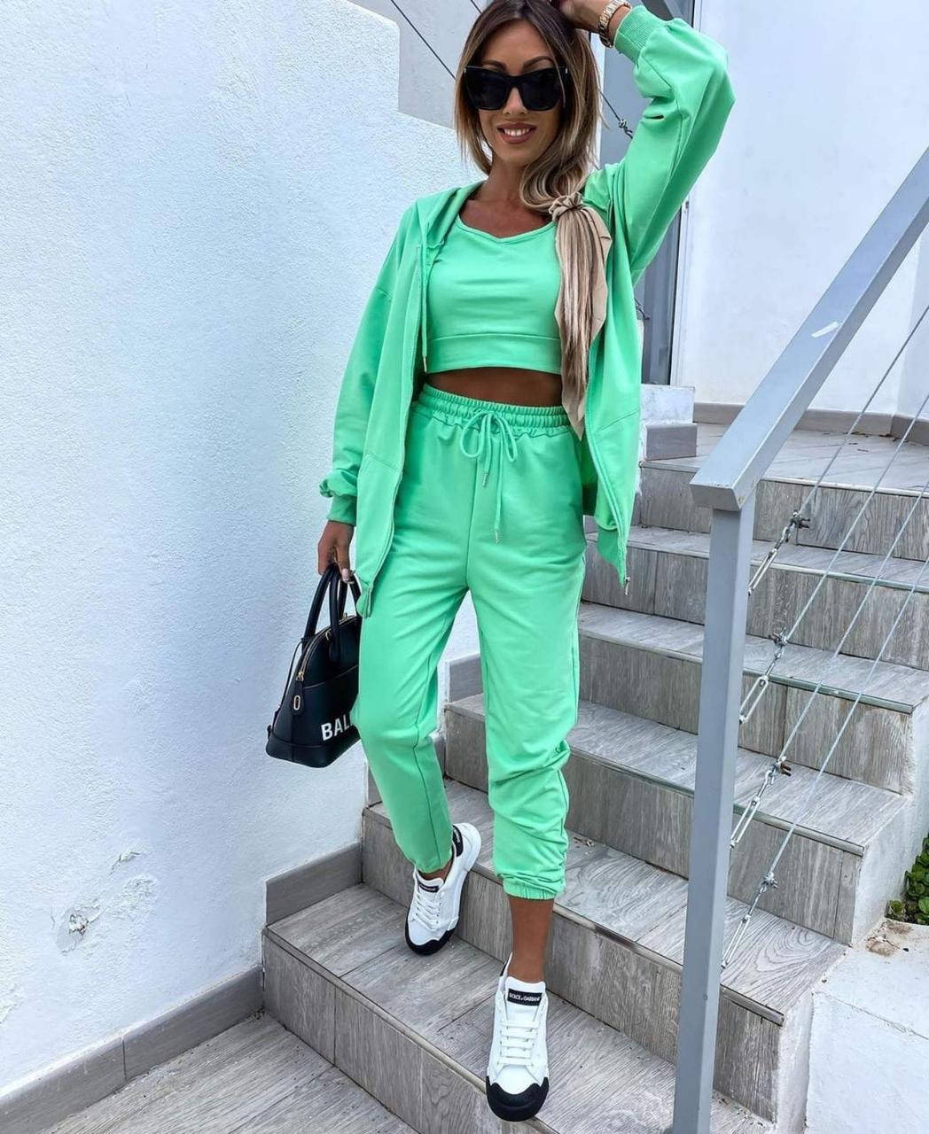 

Женский спортивный костюм тройка(штаны,топ,кофта)новинка 2021