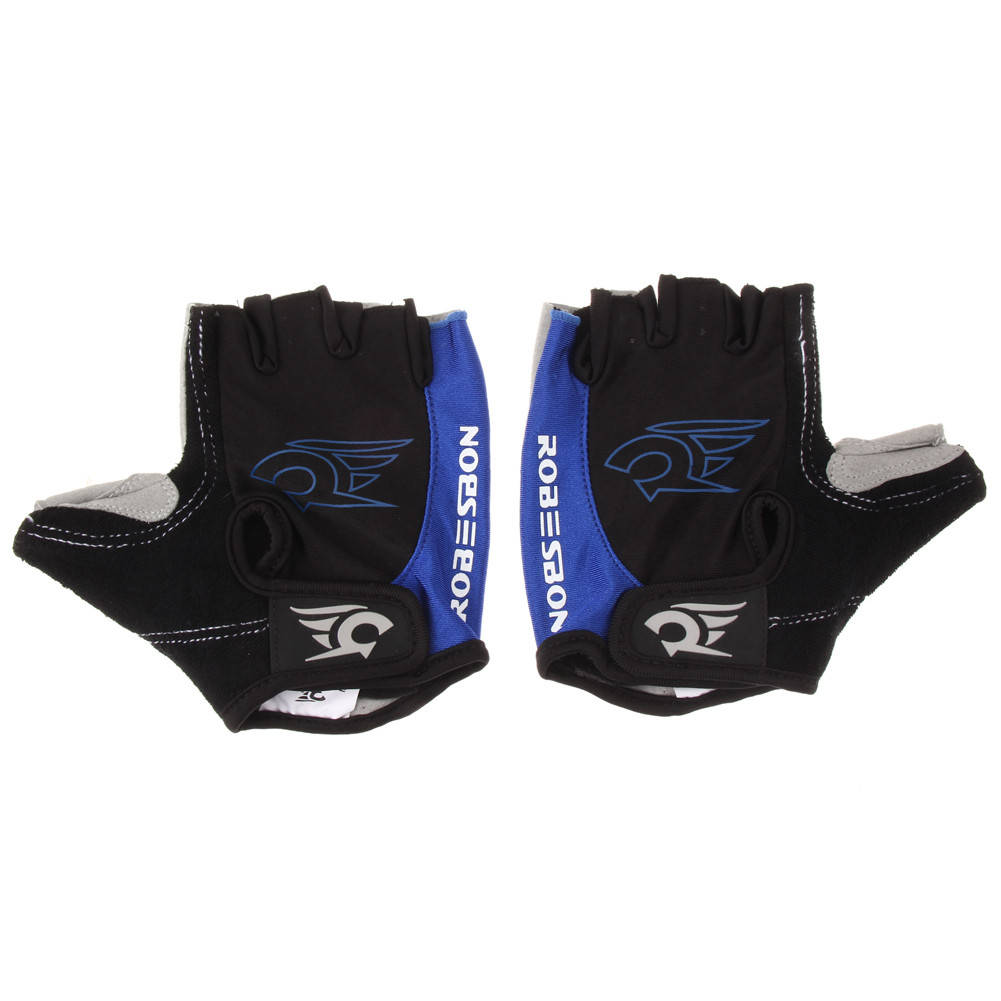 

Перчатки велосипедные Robesbon гелевые беспалые вело велоперчатки 7201 Black-Blue M