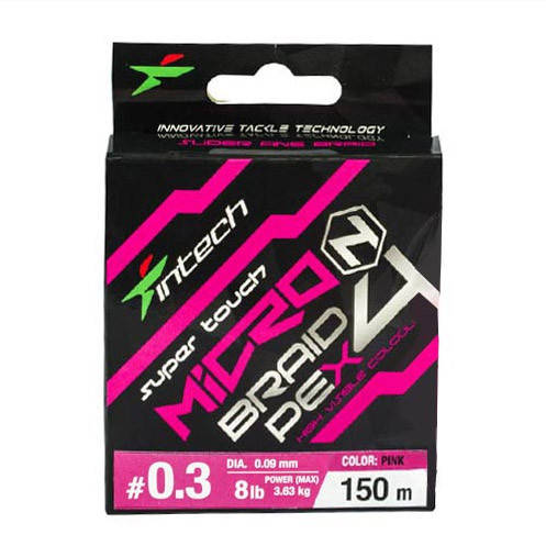 

Шнур Intech microN PE X4 150m #0.3/0.09mm 8lb/3.6kg, Розовый