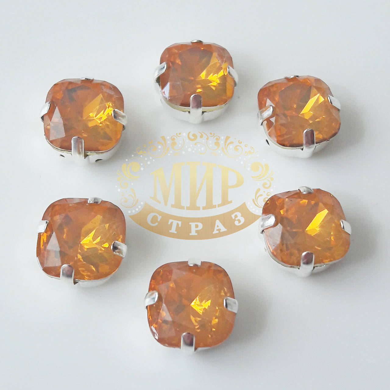 

Cтразы в цапах Мягкий Квадрат, размер 10х10 мм, цвет Peach Opal, 1 шт