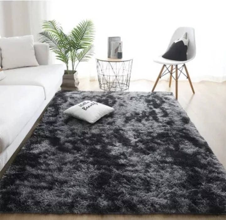 

Пушистый прикроватный коврик Травка 150*200 темно серый