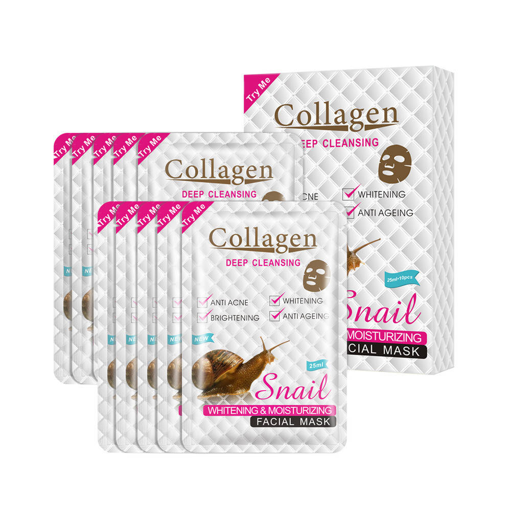 

Листовая маска для лица на кремовой основе с муцином улитки Collagen Snail Whitening&Moisturizing Facial Mask