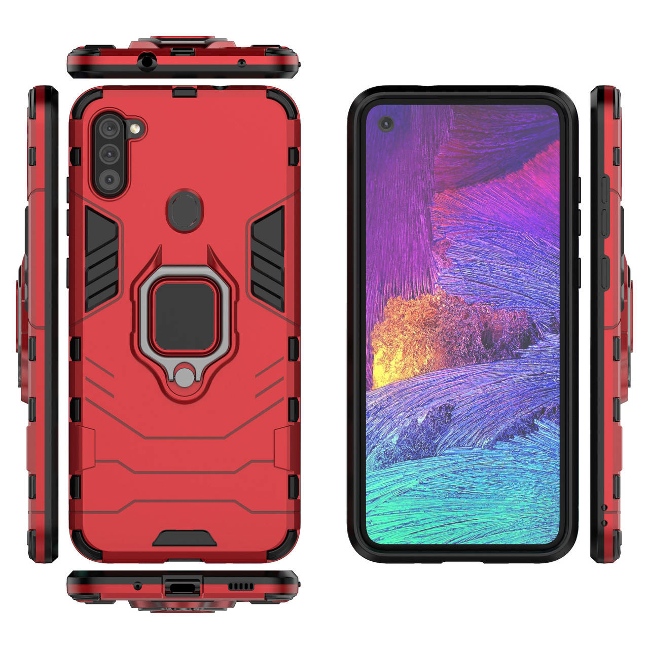 

Бронированный чехол для Samsung Galaxy M11 M115 с кольцом Red, Красный