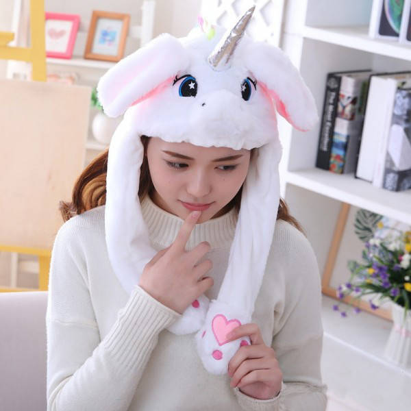 

Карнавальная шапка с подсветкой: белый единорог с поднимающимися ушами