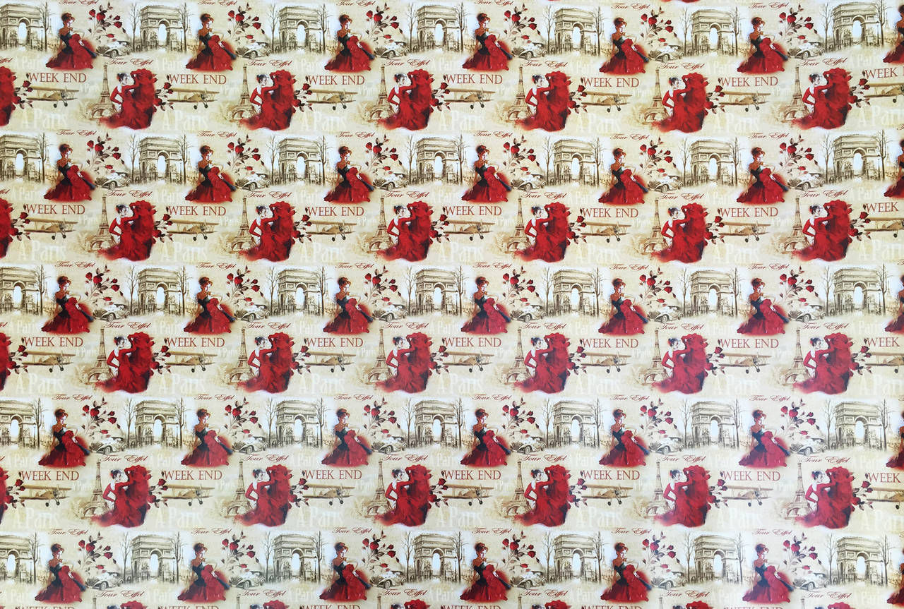 

Подарочная бумага для упаковки " Девушка в красном ", 5 шт/уп