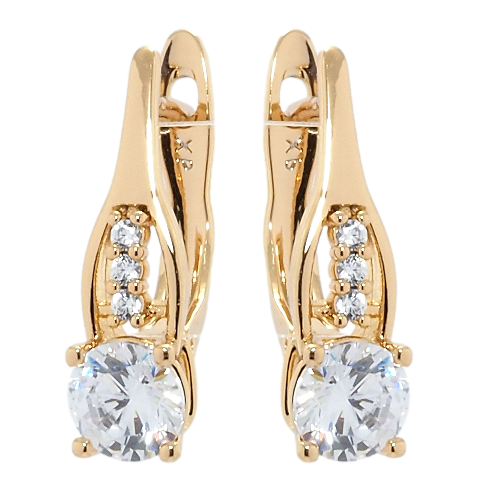 

Серьги Xuping Позолота 18K английский замок "Дорожки циркония с фианитом"