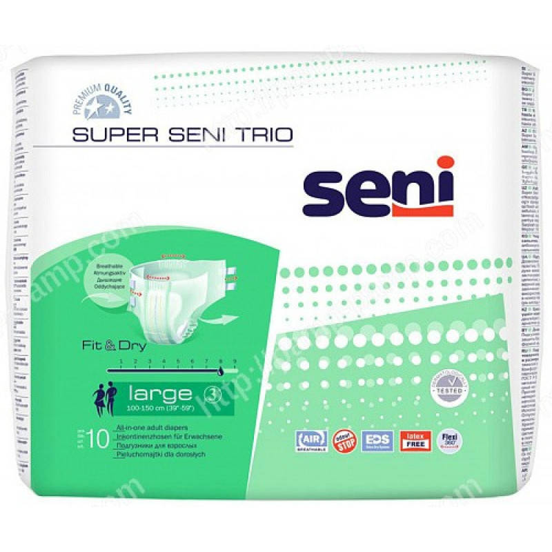 

Подгузники для взрослых SUPER SENI TRIO large 10 шт
