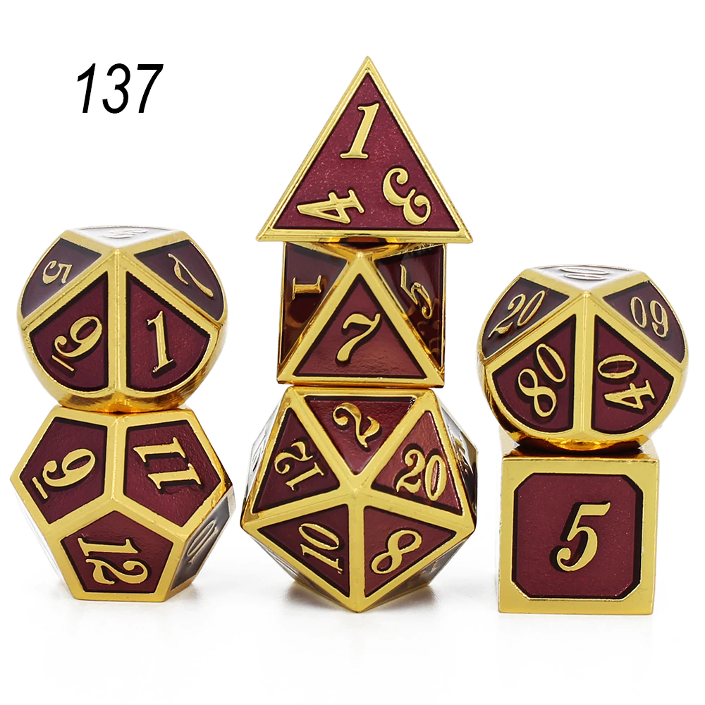 

Металлические дайсы, кубы, для настольных ролевых игр D&D, Pathfinder Бордовый + Золотой