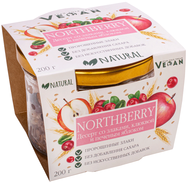 

Десерт со злаками и печеным яблоком «Иван Поле» NORTHBERRY с Клюквой (200 грамм)