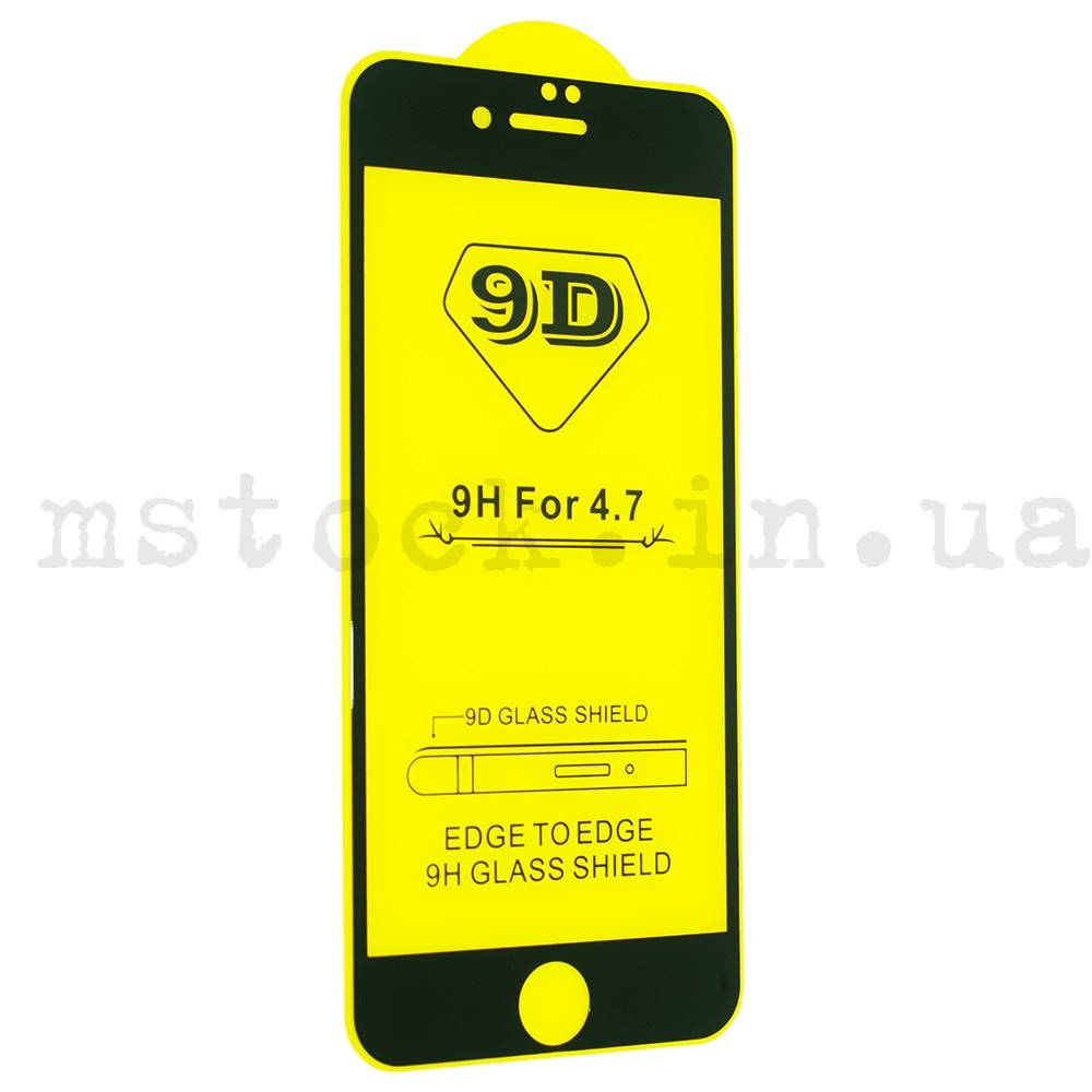 

Защитное стекло 9D iPhone 7/ 8 чёрное (Клей по всей поверхности), Черный