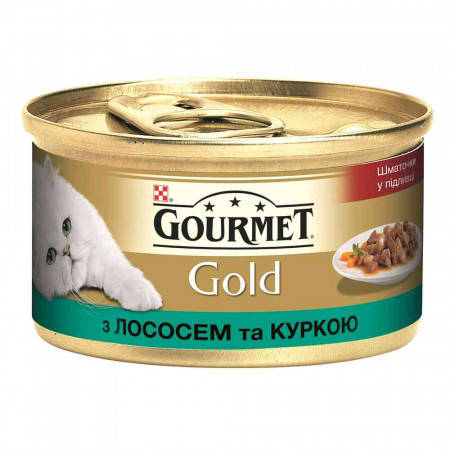 

Влажный корм Purina Gourmet Gold для кошек, с лососем и курицей, 85 г