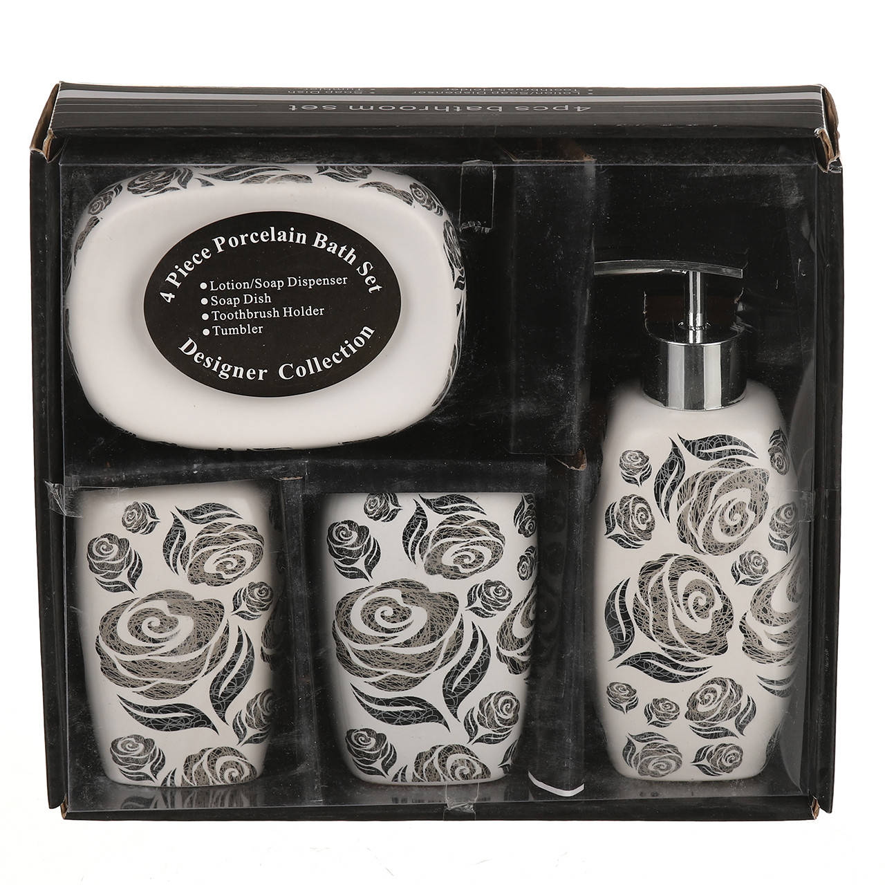 

Набор для ванной A-PLUS 4 предмета (BS-212) *Роза серая