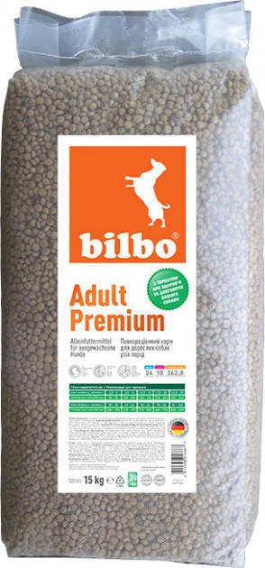 

Повнораціонний сухий корм для дорослих собак всіх порід Bilbo Adult Premium 24/10 15 кг