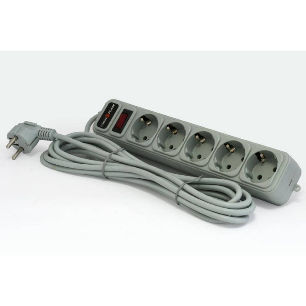 

Сетевой фильтр LogicPower LP-X6, 4,5m, 6 розеток, серый
