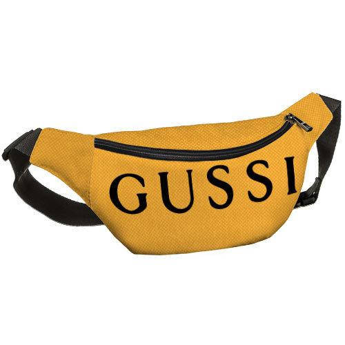 

Женская сумка на пояс - бананка BUMBAG с принтом Gussi желтая, Желтый