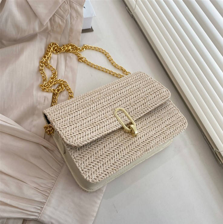 

Женская Плетеная сумка с соломенной тканой текстурой Бежевая, Бежевый