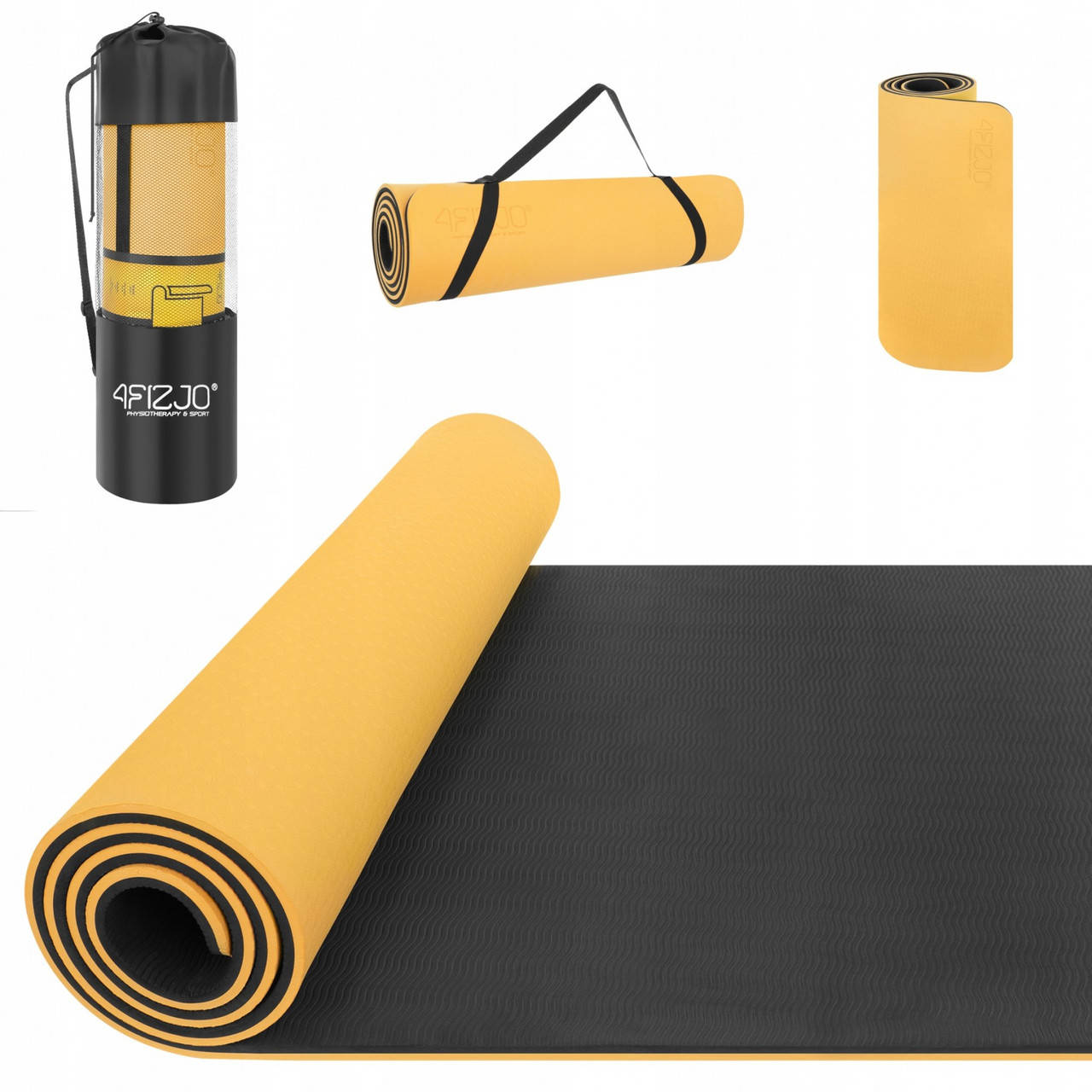 

Коврик (мат) для йоги и фитнеса 4FIZJO TPE 1 см 4FJ0201 Orange/Black