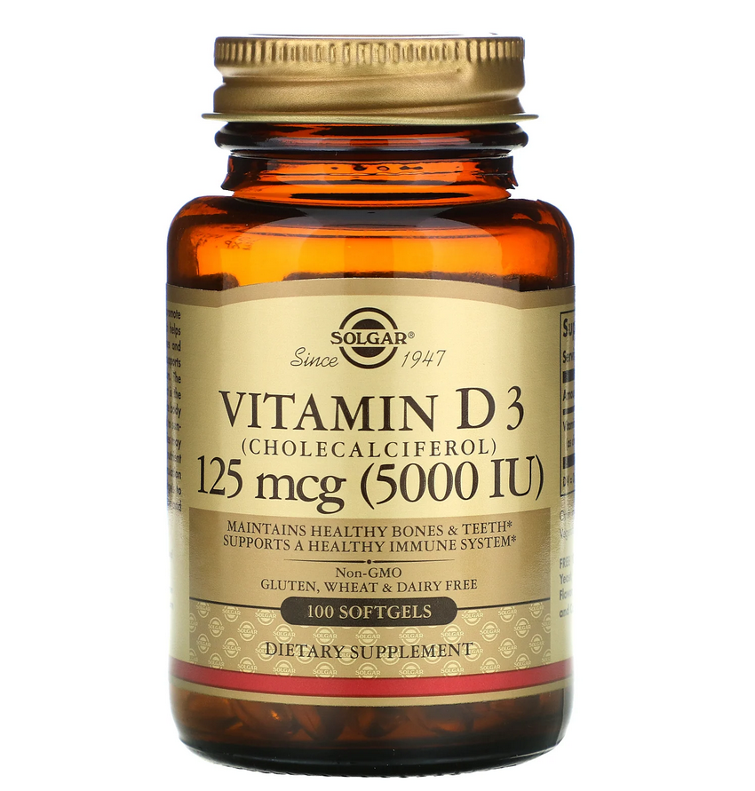 

Витамины Solgar Vitamin D3 Cholecalciferol 5000 IU 100 капсул