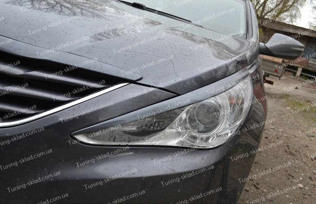 

Реснички Hyundai Sonata YF 6 (накладки на передние фары Хендай Соната 6 YF), Серый