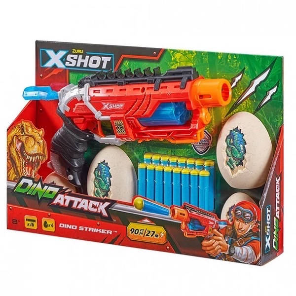 

Скорострельный бластер X-Shot Dino Striker с аксессуарами и 16 патронами