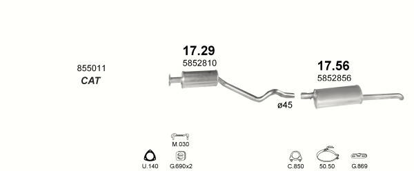 

Глушитель Opel Astra 92-96/Kadett E 84-91 SDN 17.56 POLMO
