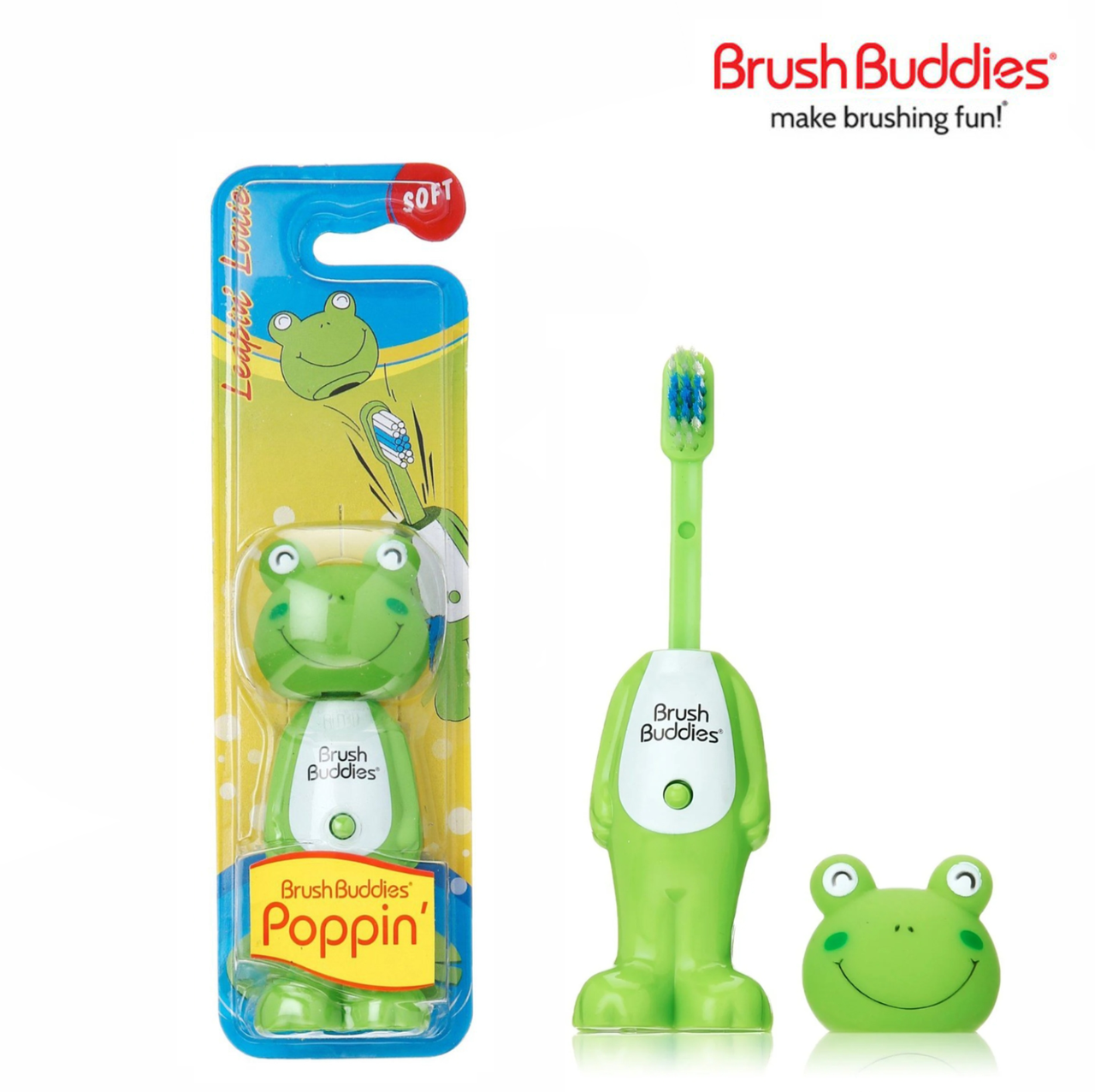 

Зубная щетка Brush Buddies Poppin лягушка Луи, мягкая